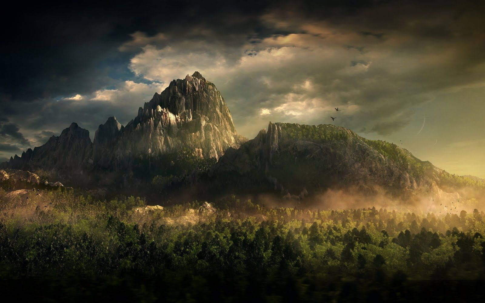 Mystical Digital Mountain Landscape Background