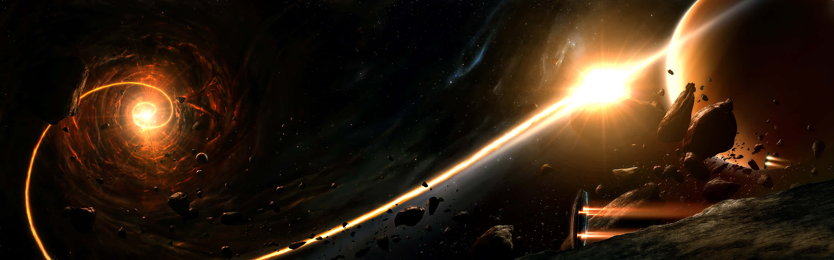 Mystical Dual-screen Space Cosmos Background