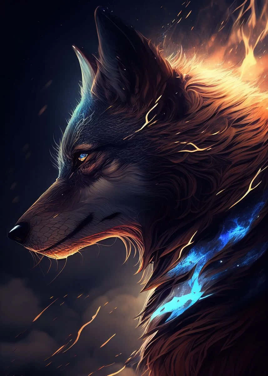 Mystical_ Fire_and_ Ice_ Wolf_ Art Background