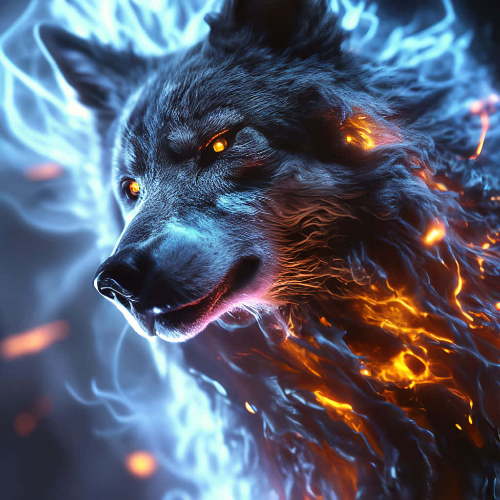Mystical_ Fire_ Wolf Background