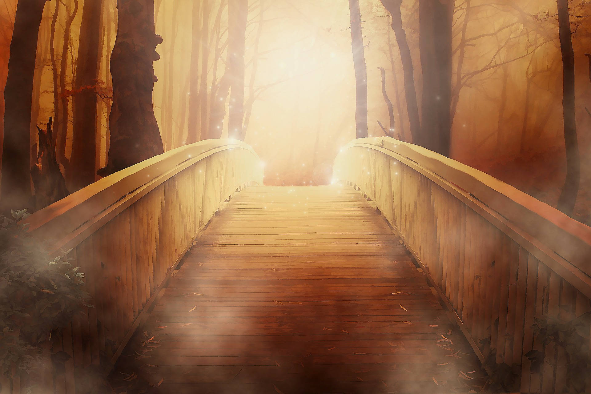 Mystical Footbridge In Enchanting Forest Background