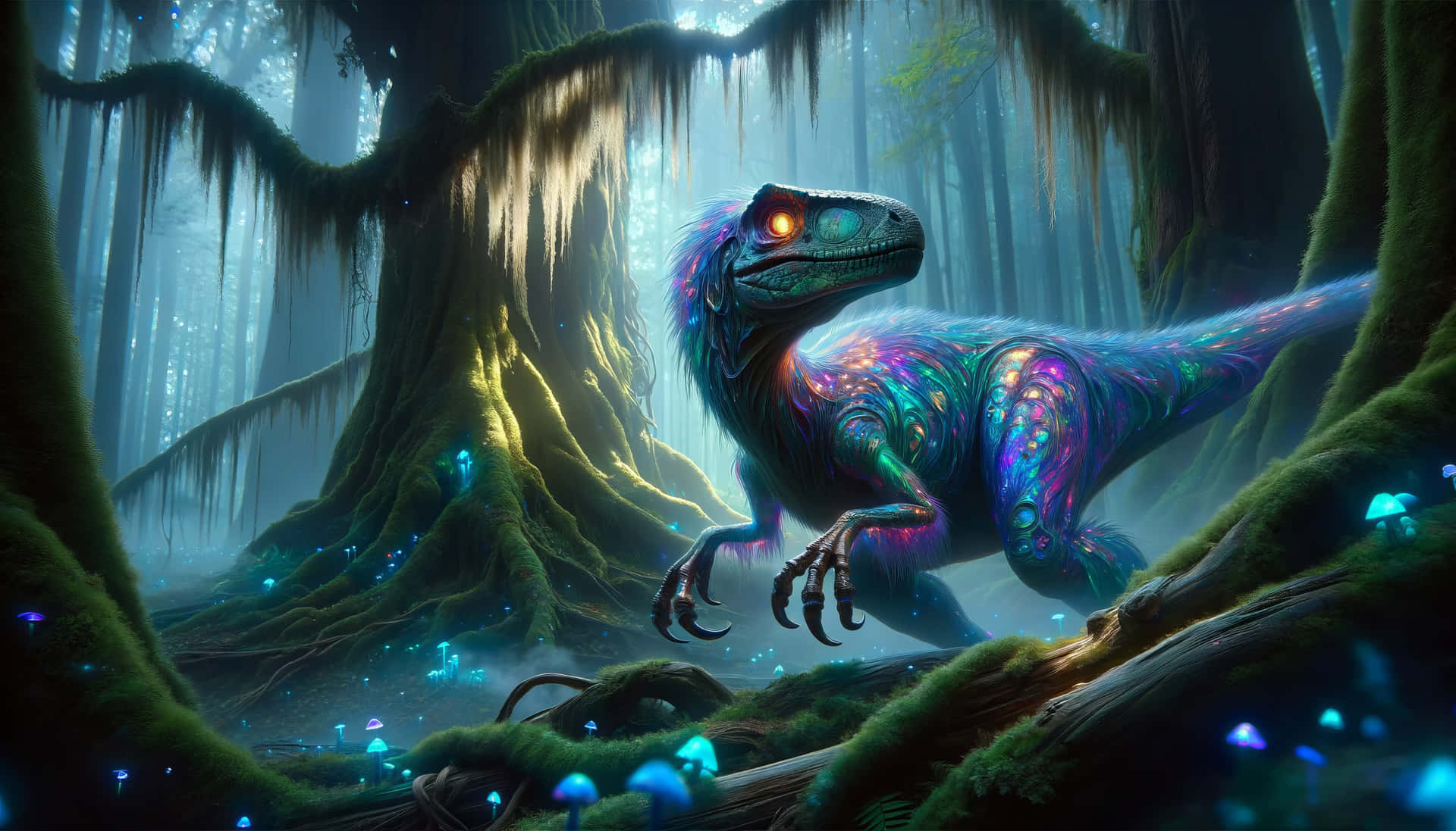 Mystical Forest Dinosaur Background