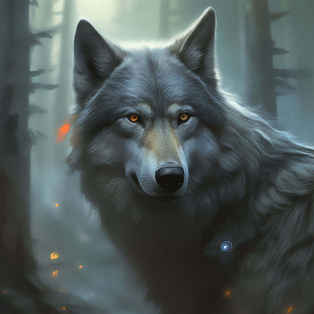 Mystical_ Forest_ Wolf Background