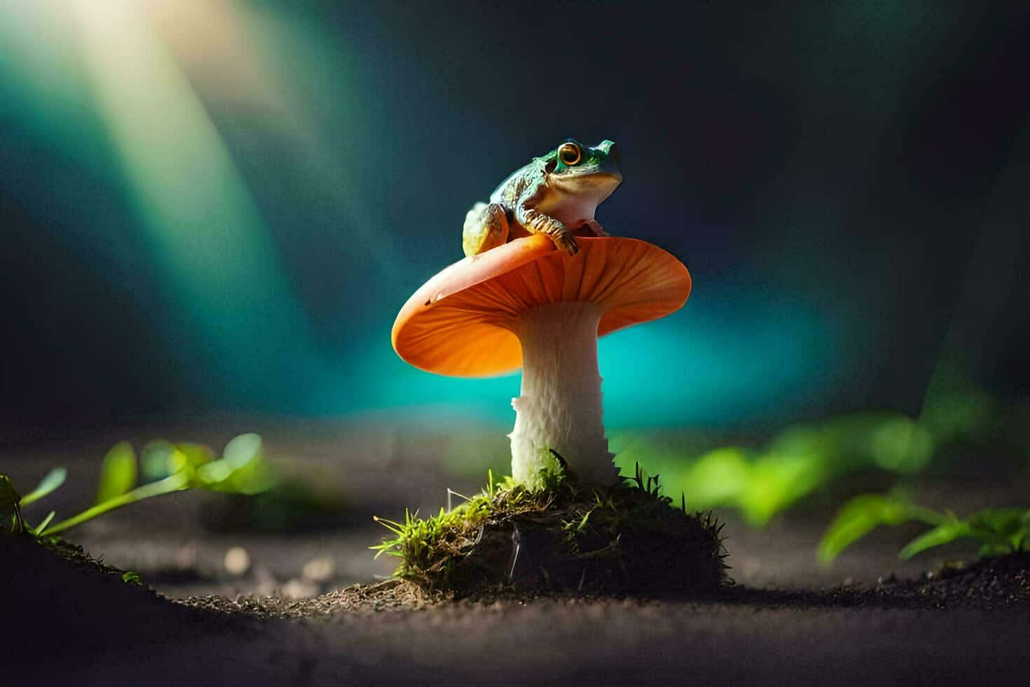 Mystical Frogon Mushroom Background