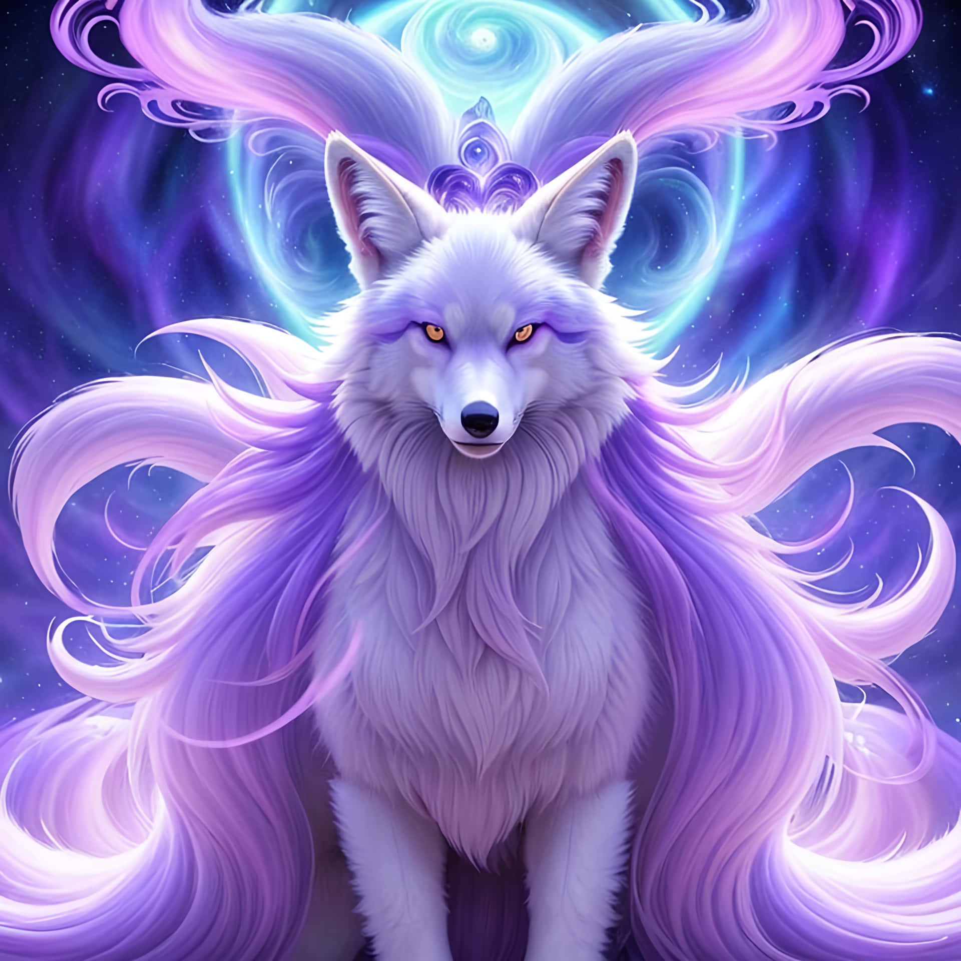 Mystical Galaxy Wolf Art Background