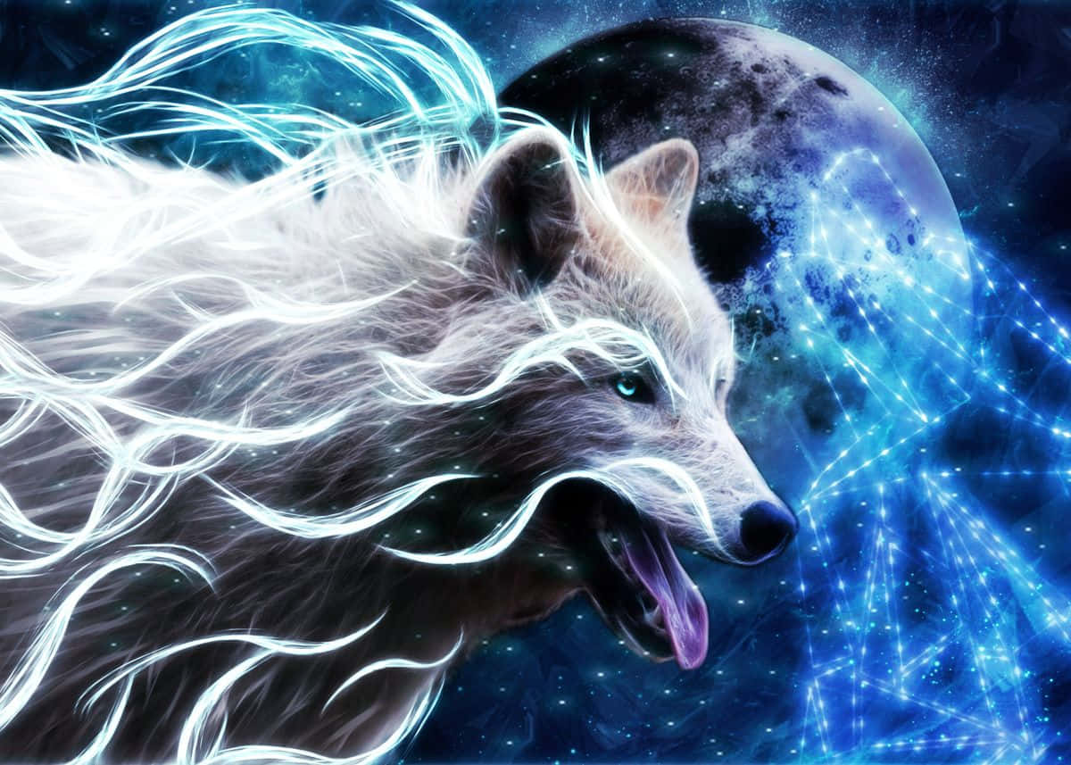 Mystical Galaxy Wolf Art Background