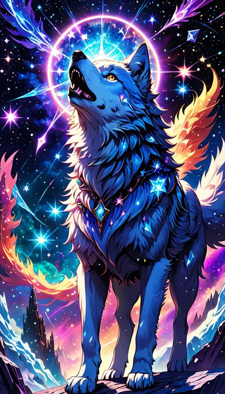 Mystical Galaxy Wolf Art
