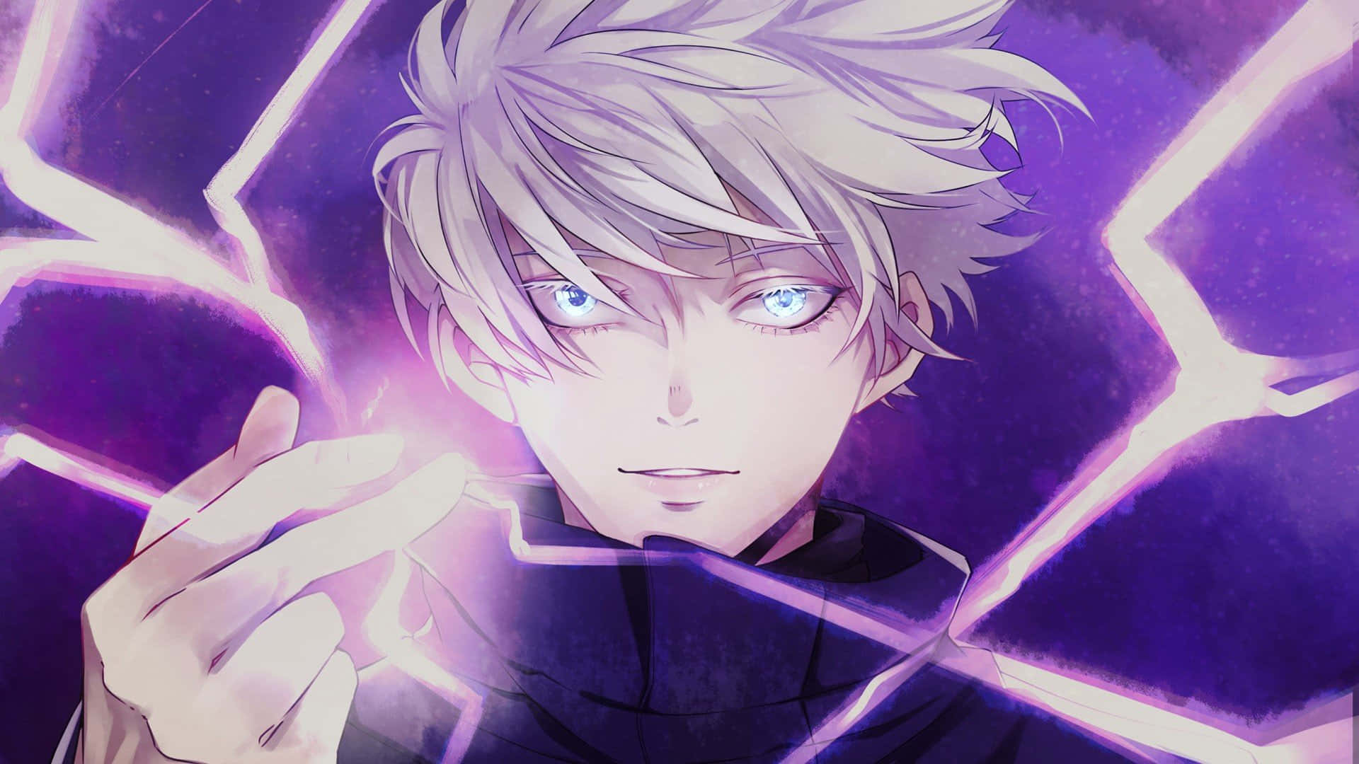 Mystical Gaze: Gojo Satoru In Hollow Purple Mode. Background