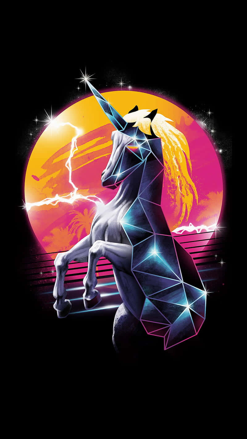 Mystical Geometric Unicorn Phone Wallpaper Background