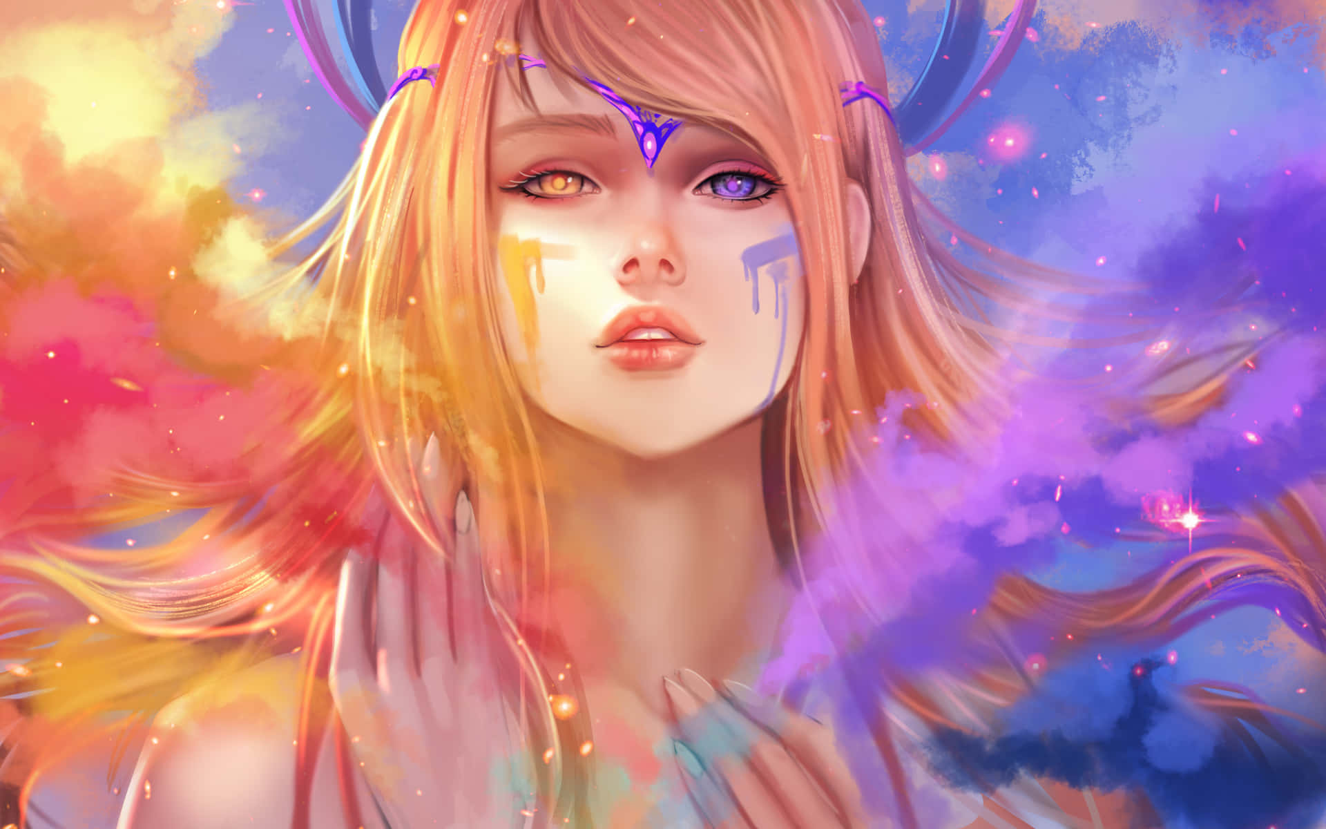 Mystical Girl With Heterochromia Background