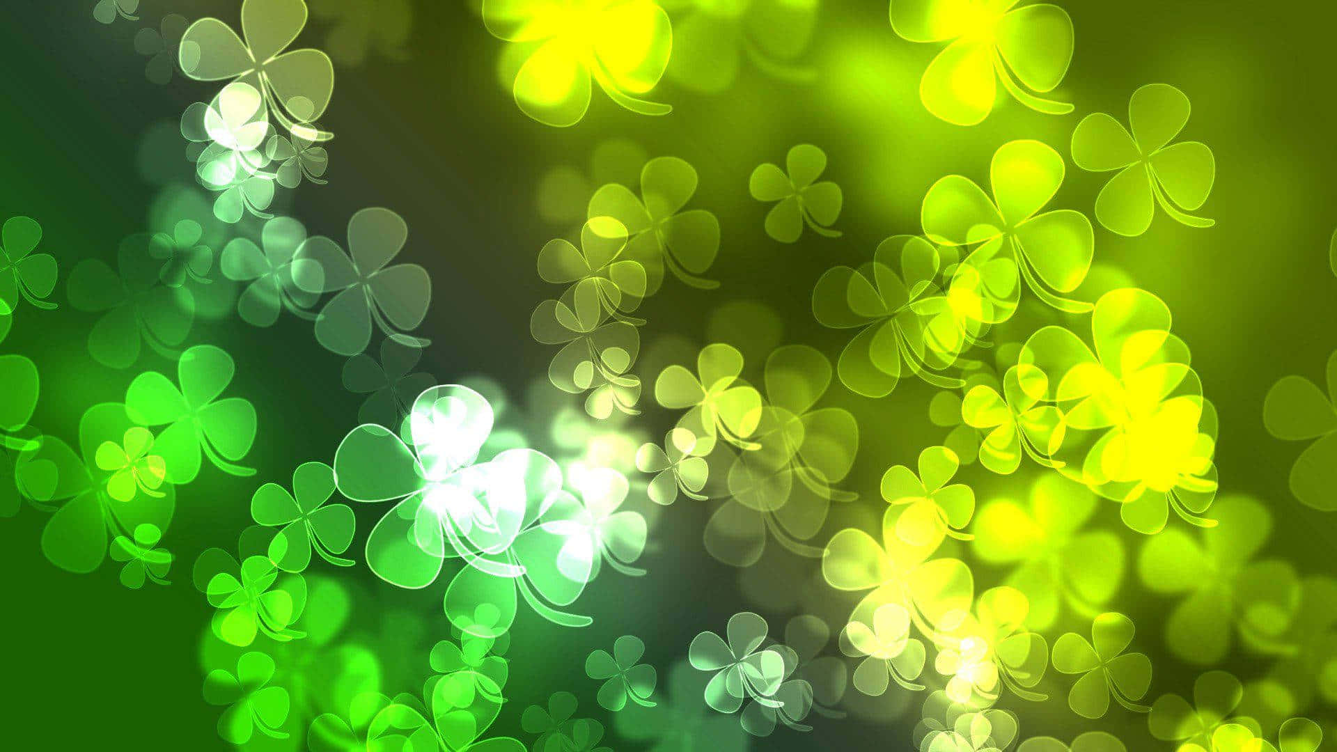 Mystical Glowing Celtic Irish Cloverleaves Background