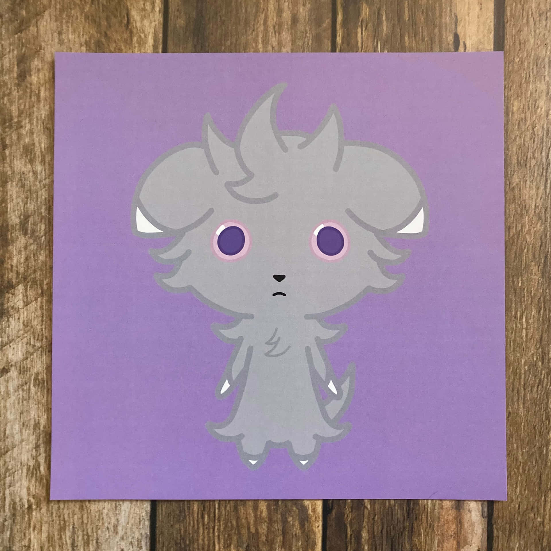 Mystical Gray Espurr Illustrated On Violet Backdrop Background