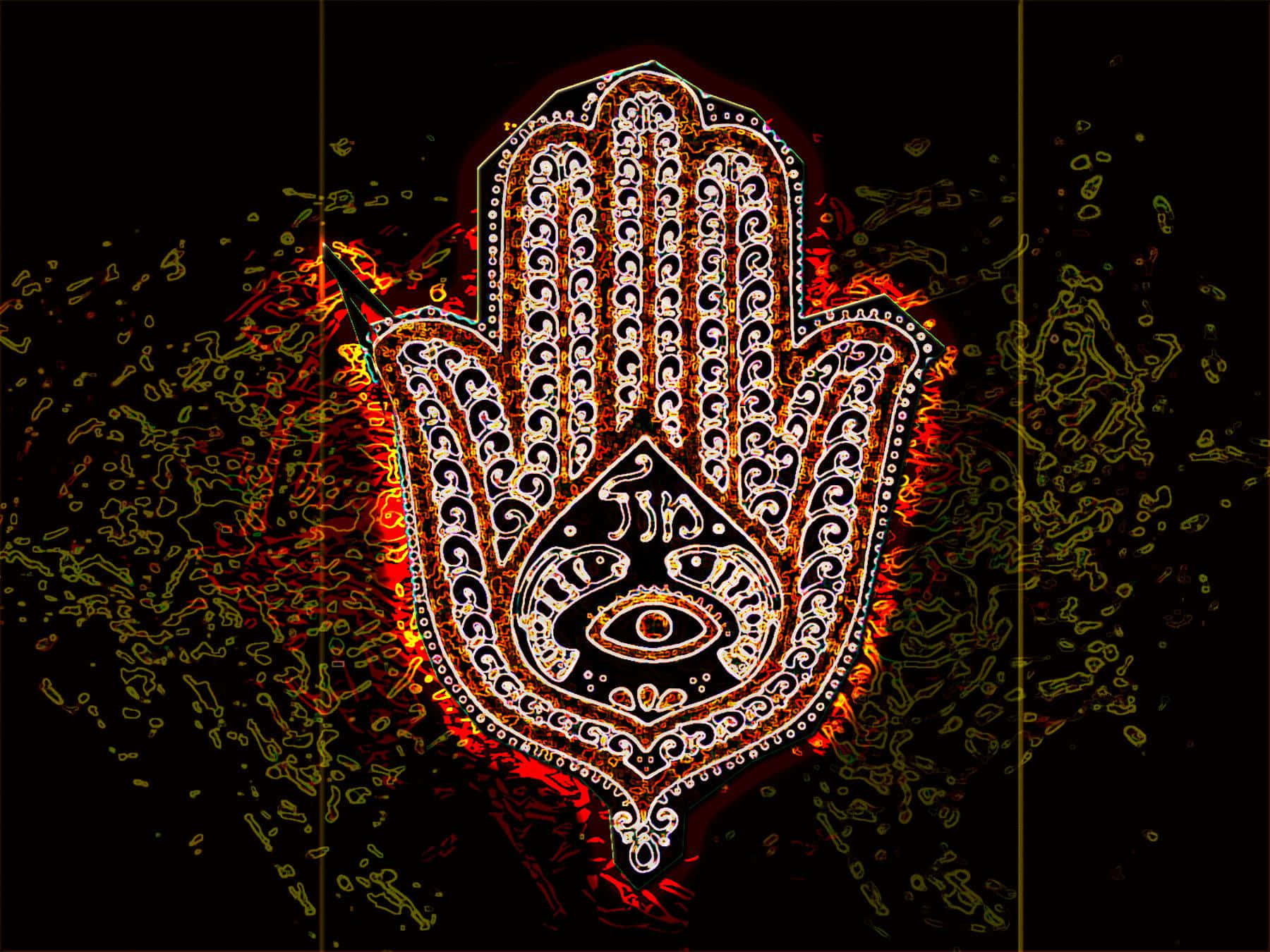 Mystical Hamsa Hand Design Wallpaper Background