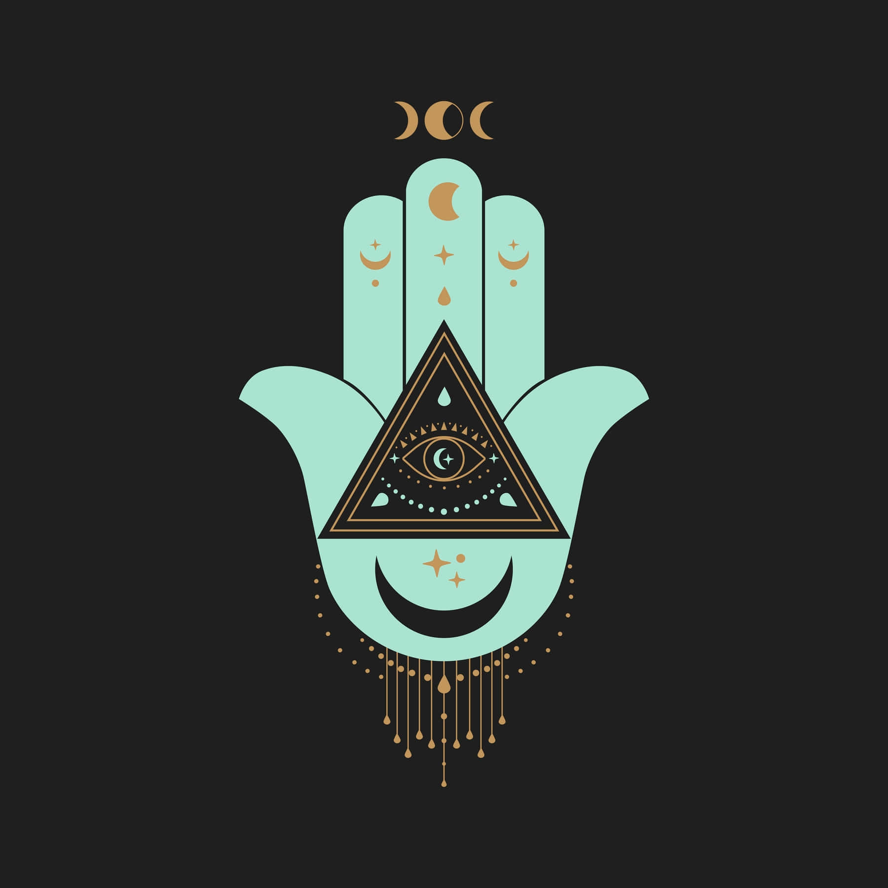 Mystical Hamsa Hand Symbol On A Vibrant Background Background