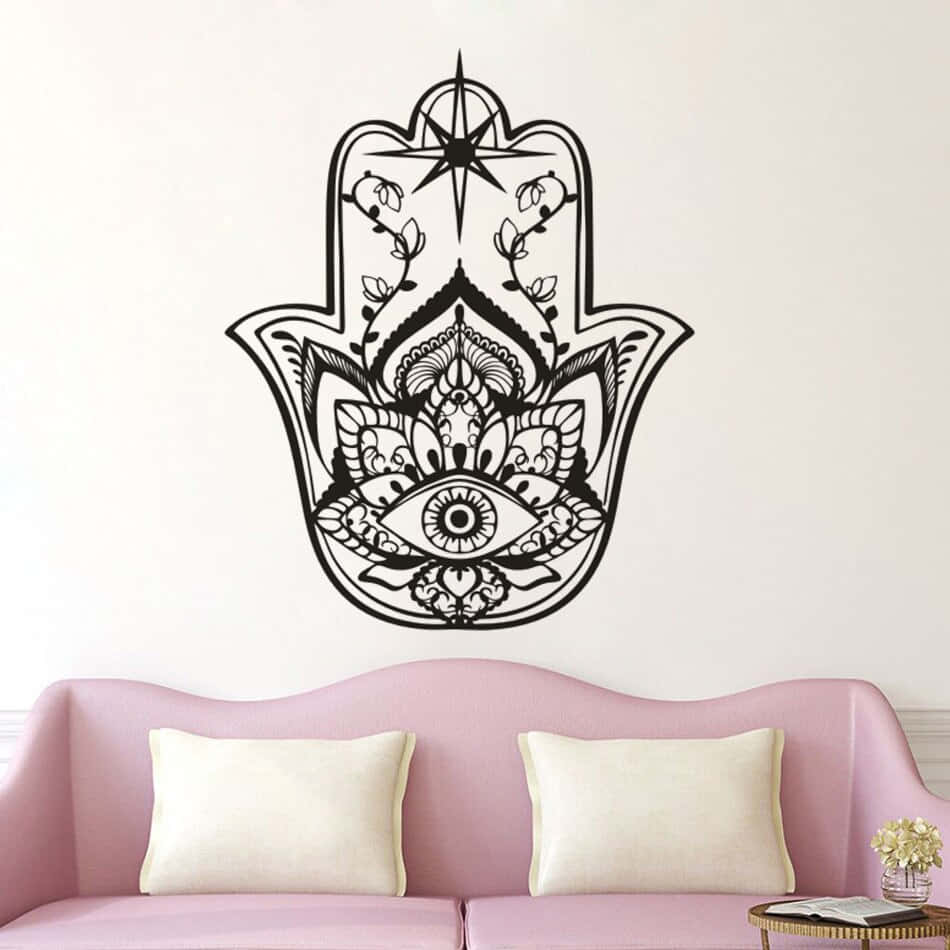 Mystical Hamsa Hand With Mandala Pattern Wallpaper Background