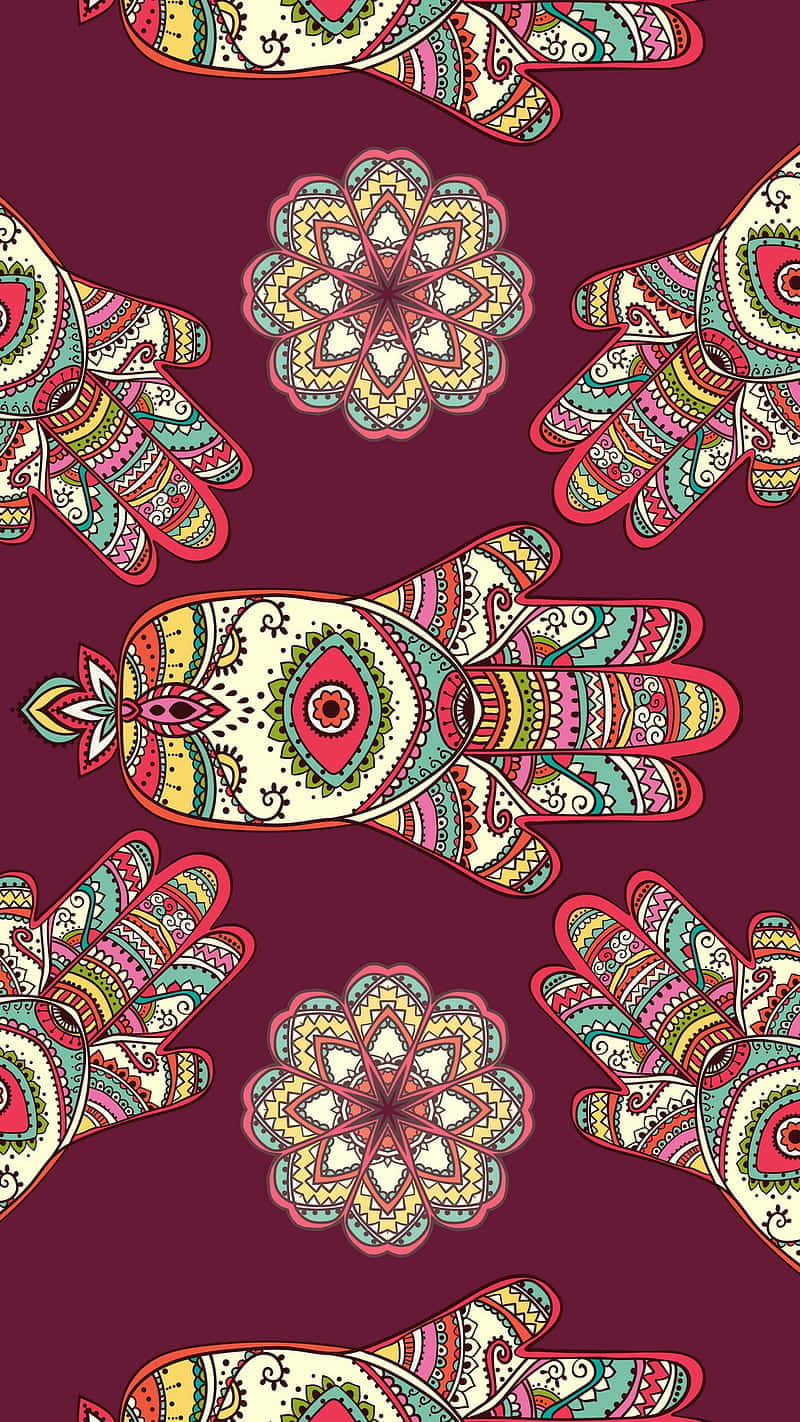 Mystical Hamsa Symbol On A Bohemian Background Background