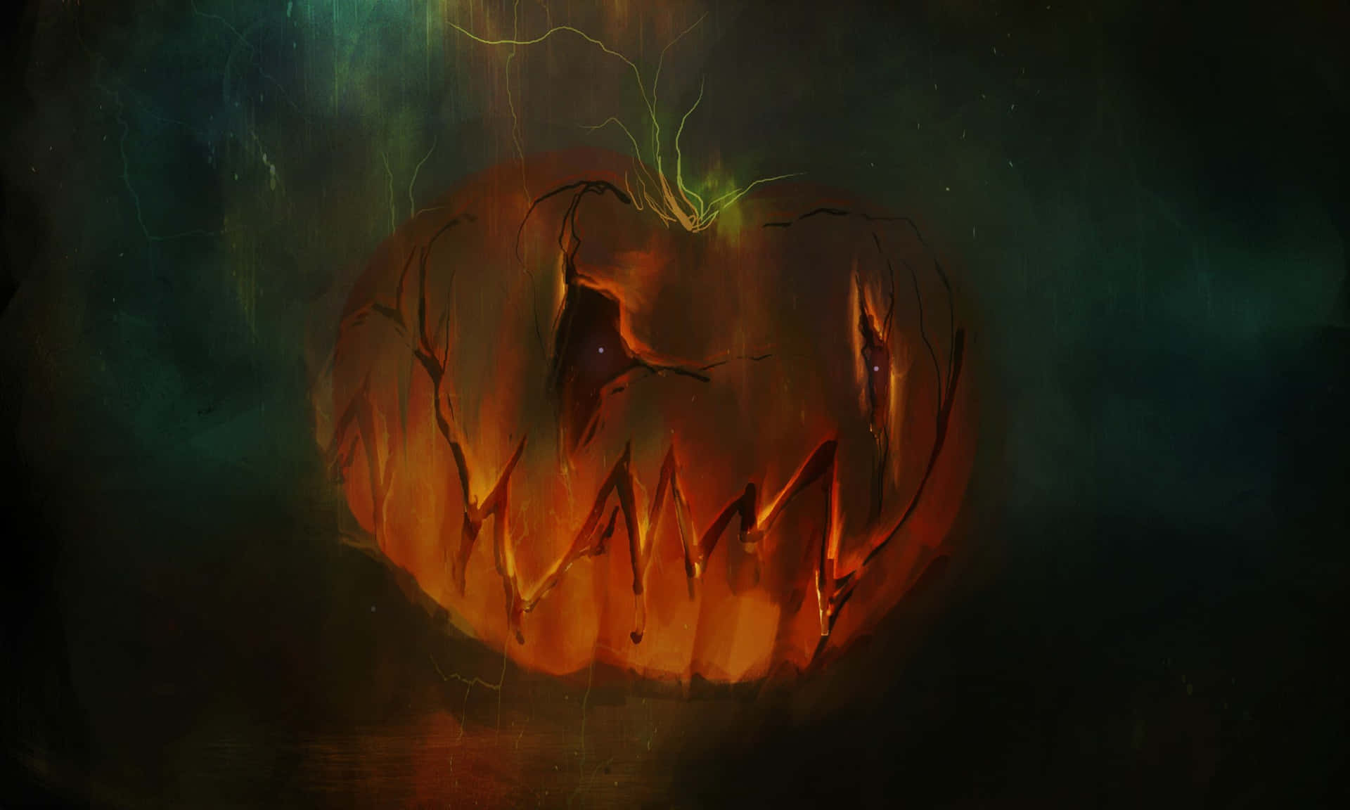 Mystical Jack O Lantern Lightning Strike Background