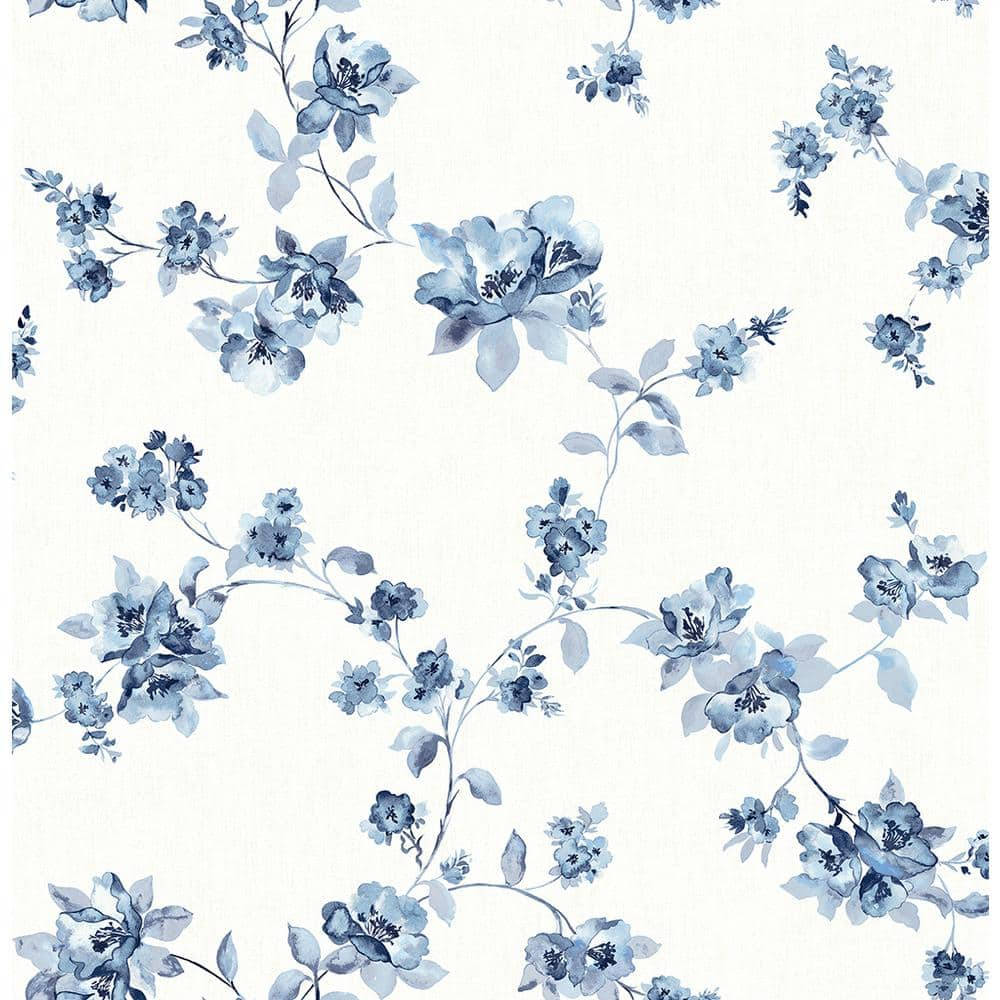 Mystical Monochromatic Blue Flower Design Background