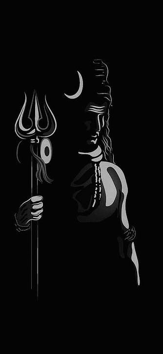 Mystical Monochrome Representation Of Lord Bholenath In 3d Art.