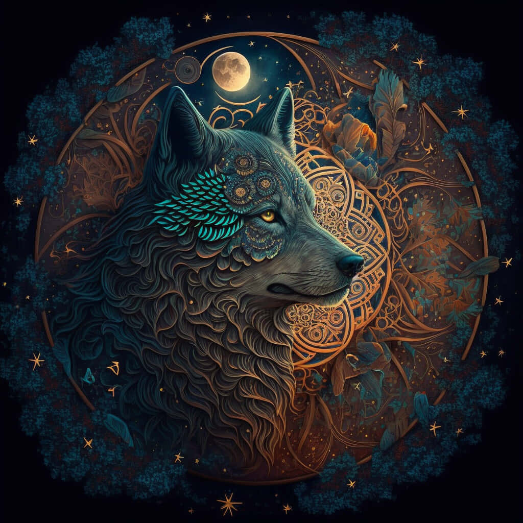 Mystical_ Moonlit_ Wolf_ Artwork Background