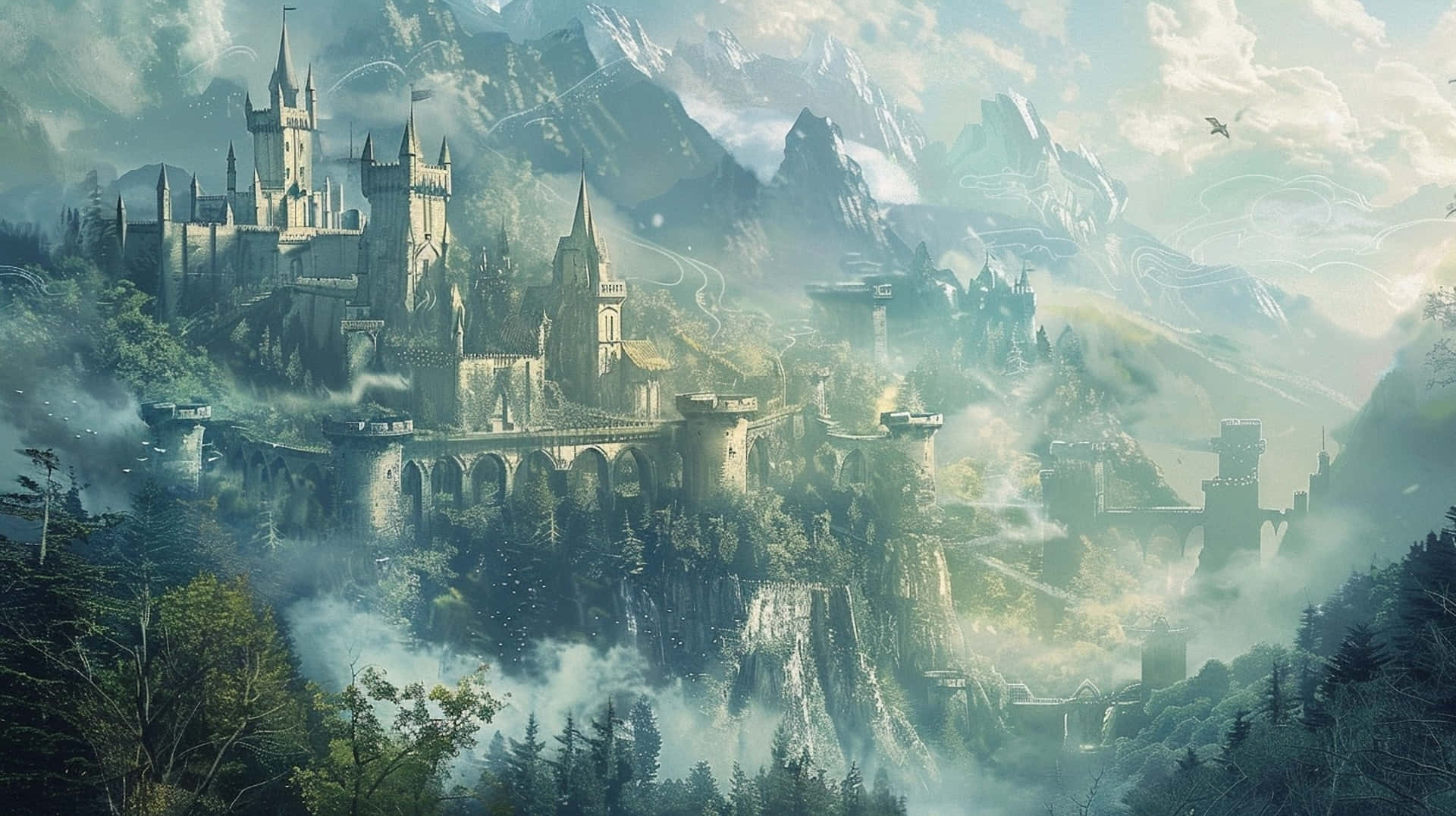 Mystical_ Mountain_ Castle Background