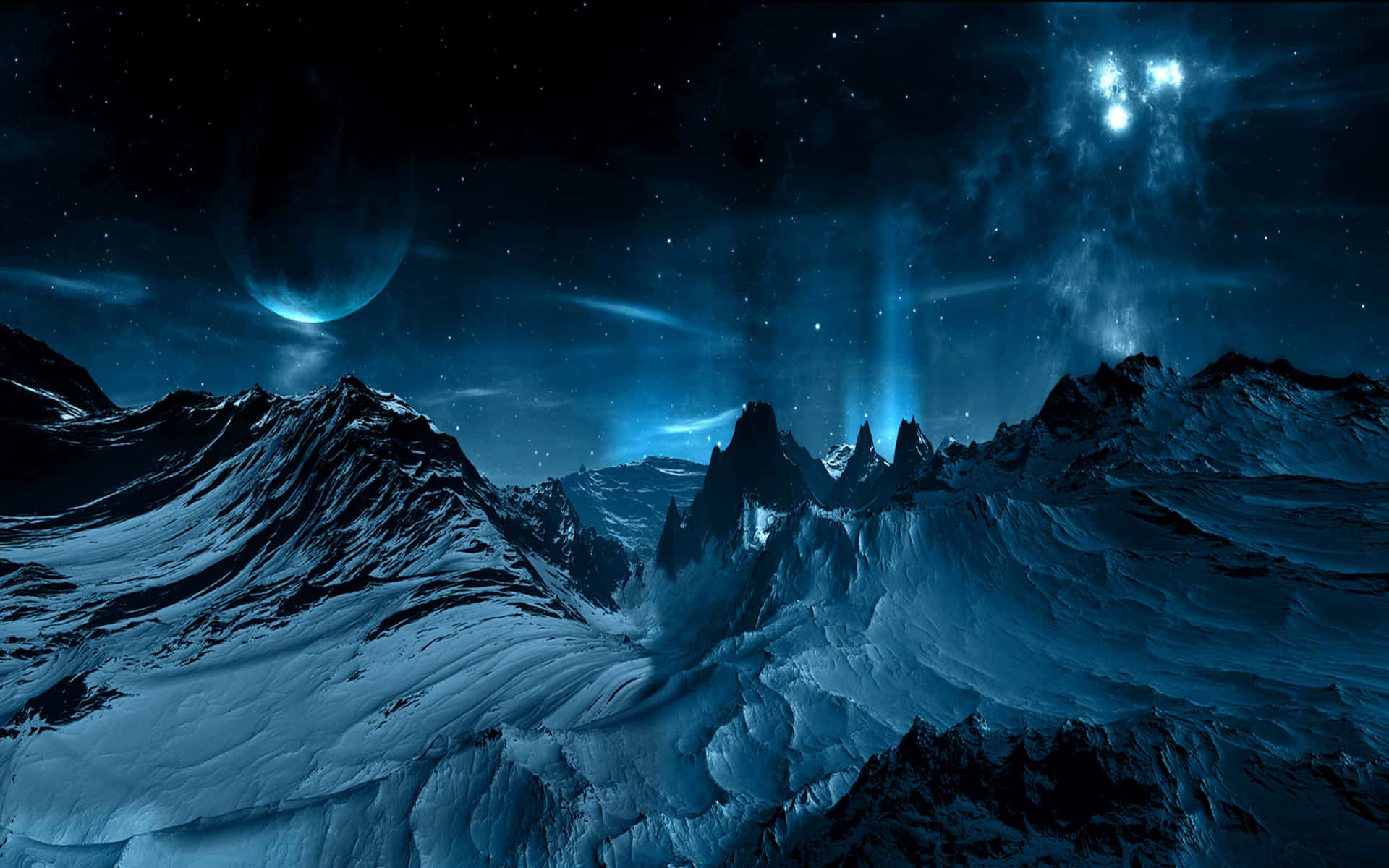 Mystical Mountain Nightscape Background