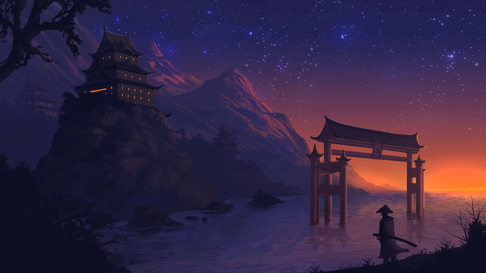 Mystical_ Mountain_ Temple_ Anime_ Scene_2560x1440 Background