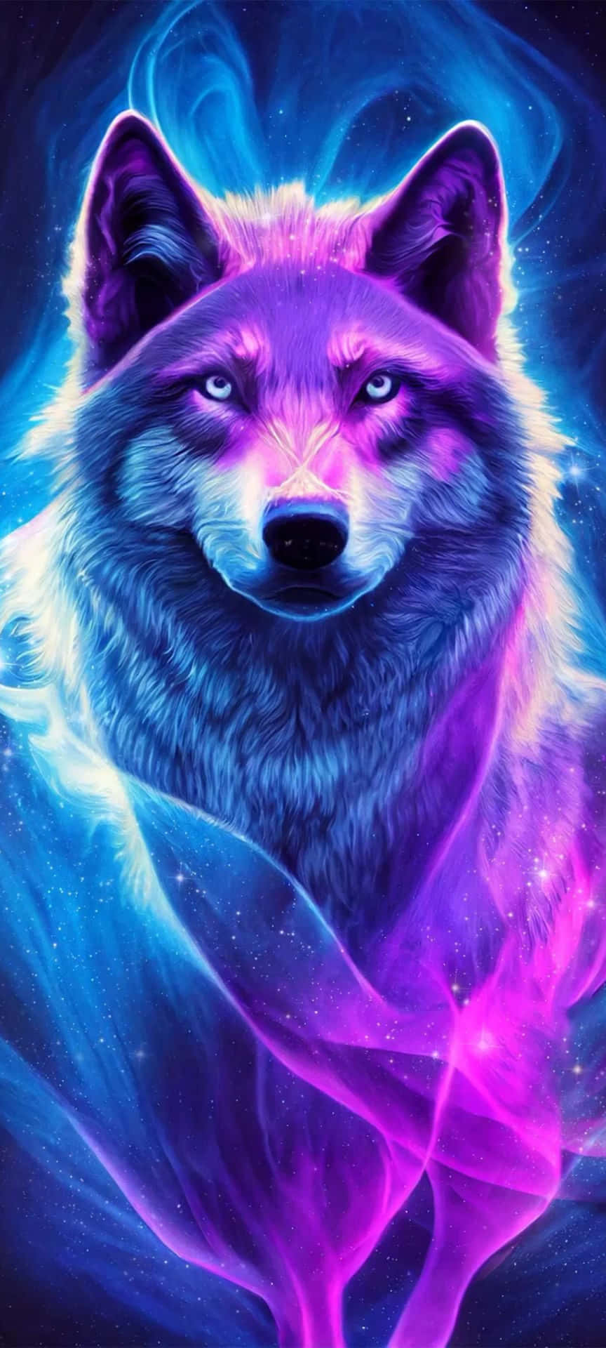 Mystical_ Neon_ Wolf_ Artwork Background