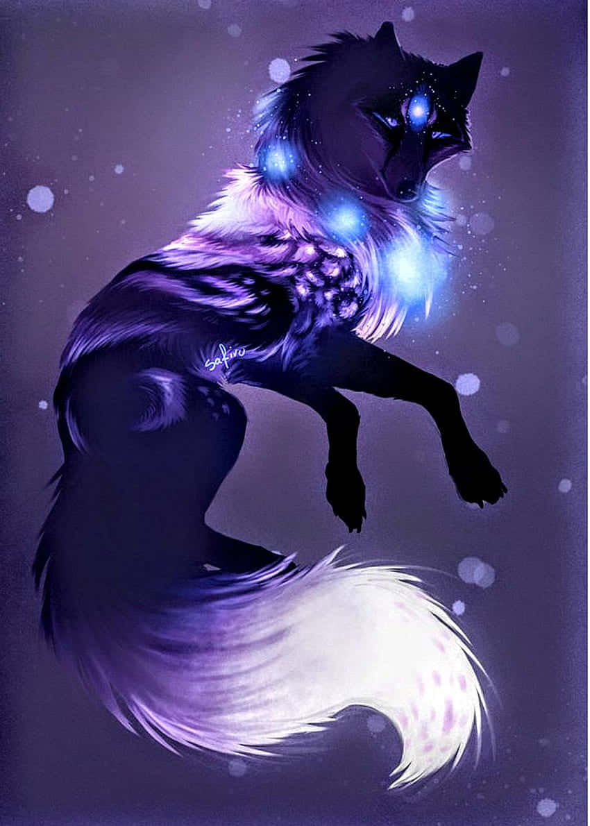Mystical Night Wolf Art Background