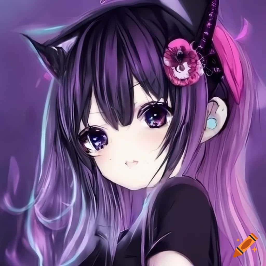 Mystical_ Purple_ Anime_ Girl Background