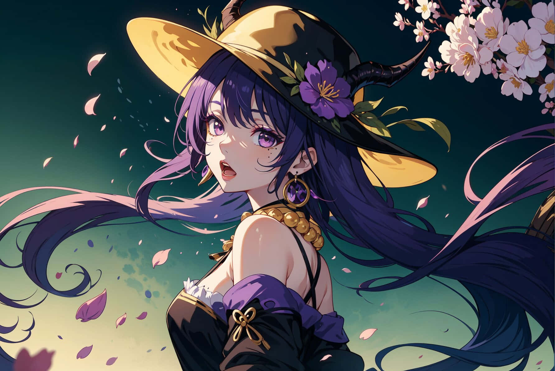 Mystical_ Purple_ Anime_ Witch Background