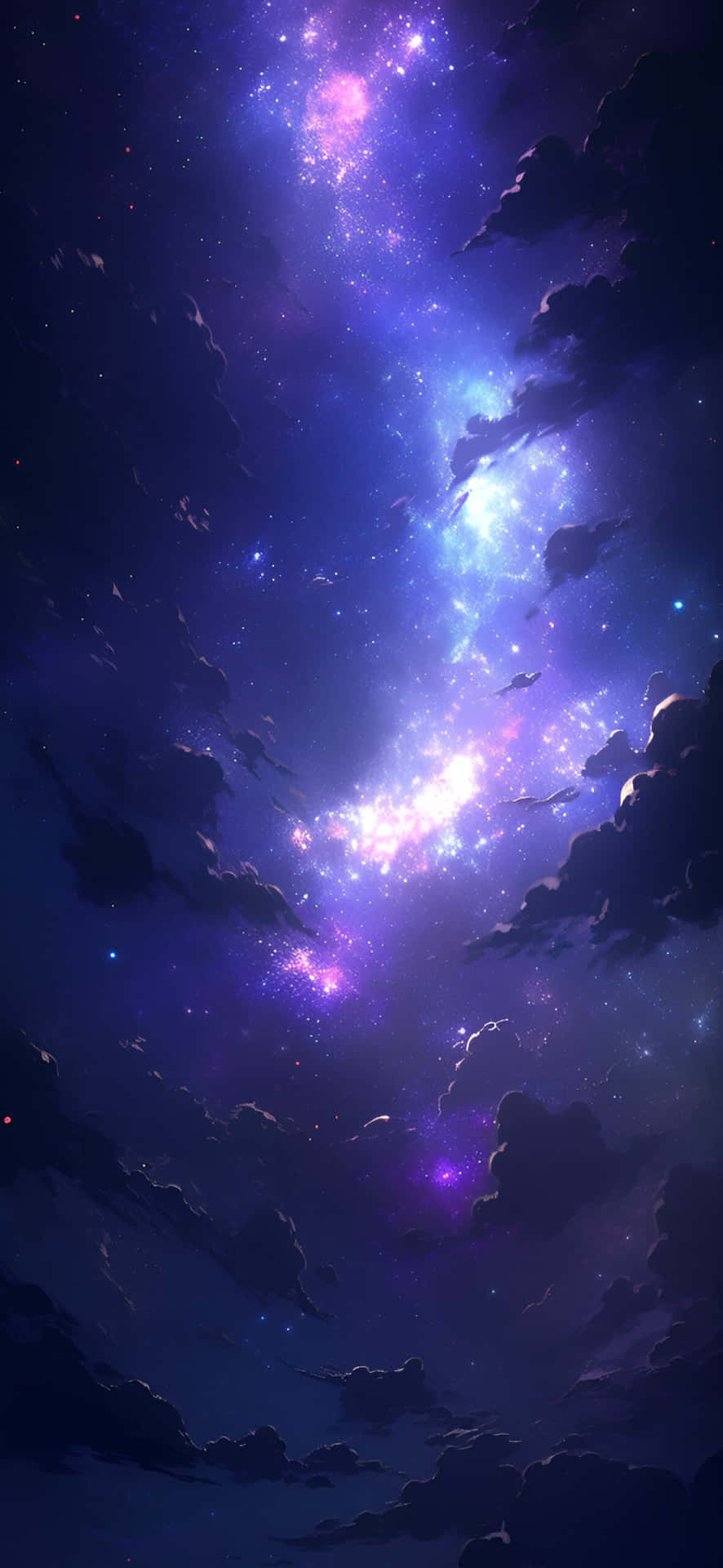 Mystical Purple Nebula Sky Background