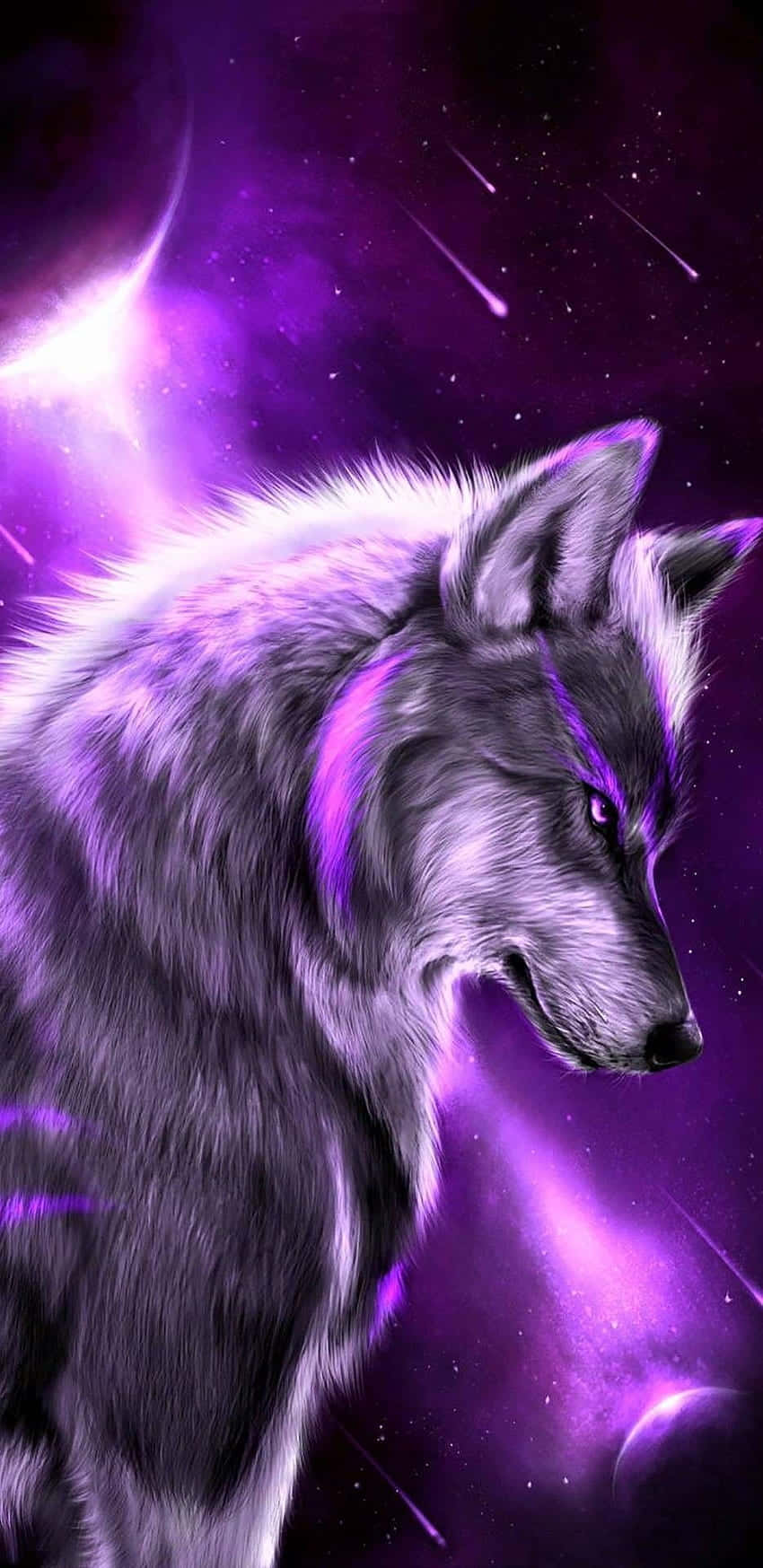 Mystical Purple Wolf Art Background