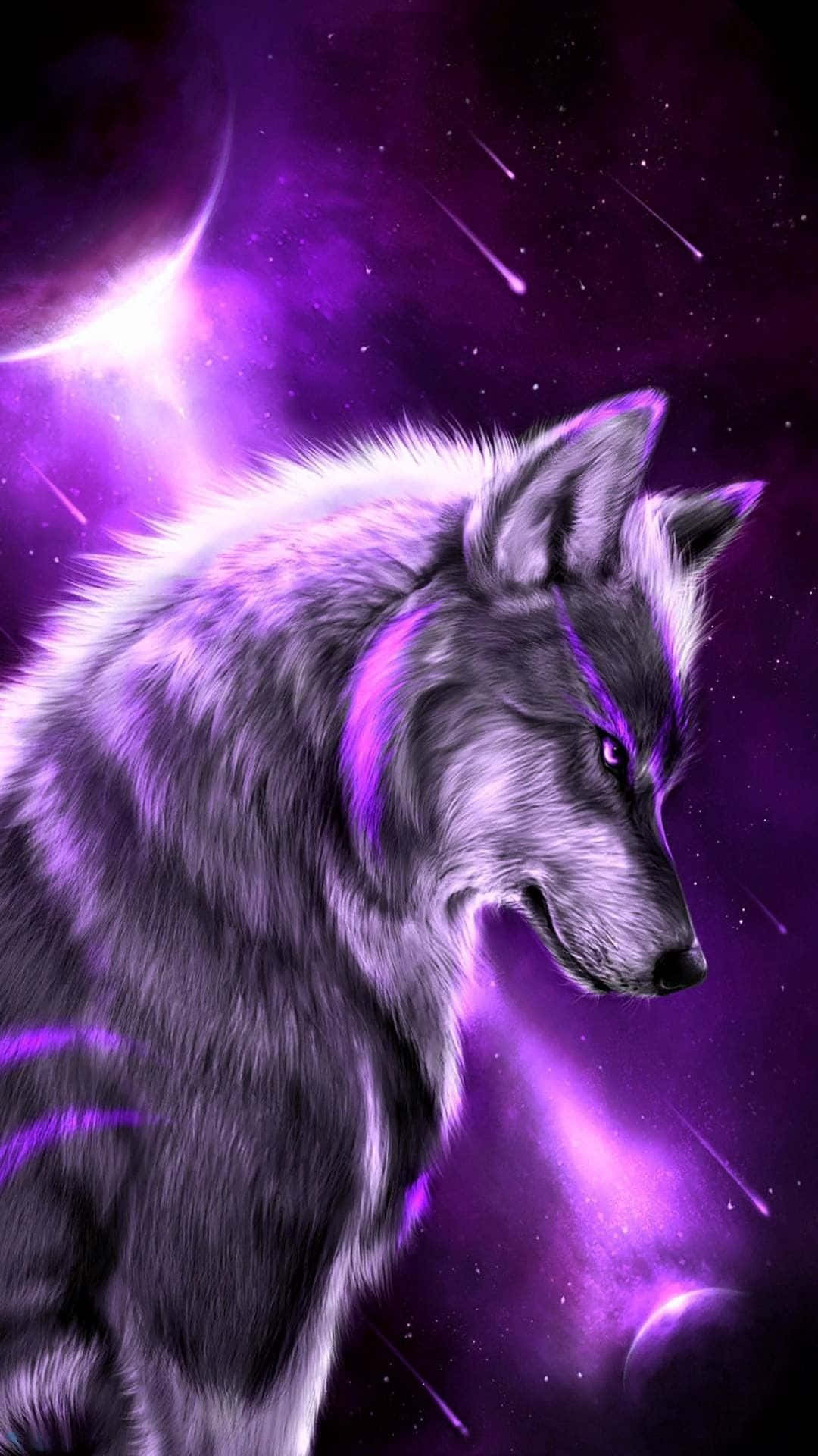 Mystical Purple Wolf Background