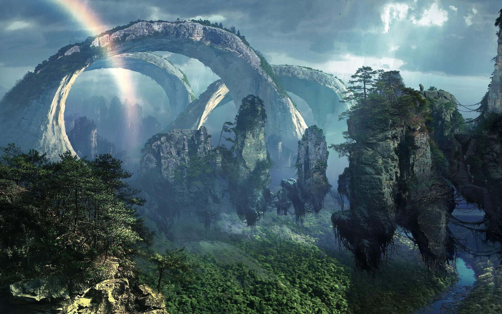 Mystical_ Rainbow_ Arch_ Landscape Background