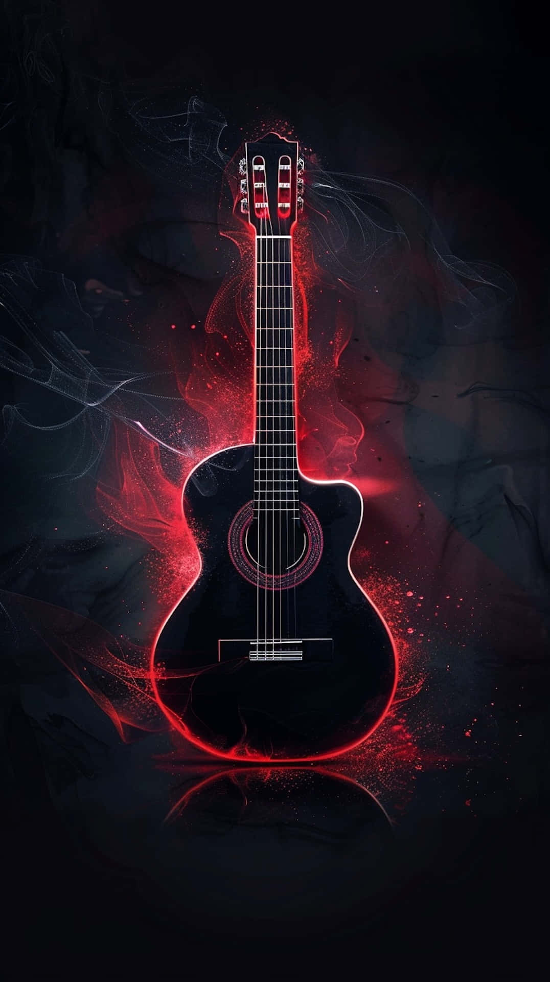 Mystical Red Guitar Art Background