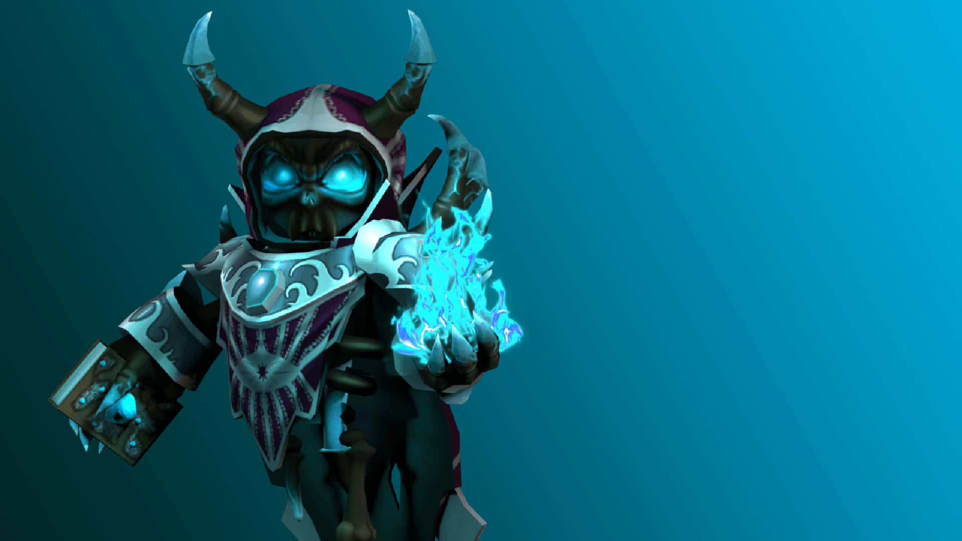 Mystical_ Roblox_ Character_with_ Blue_ Flame Background