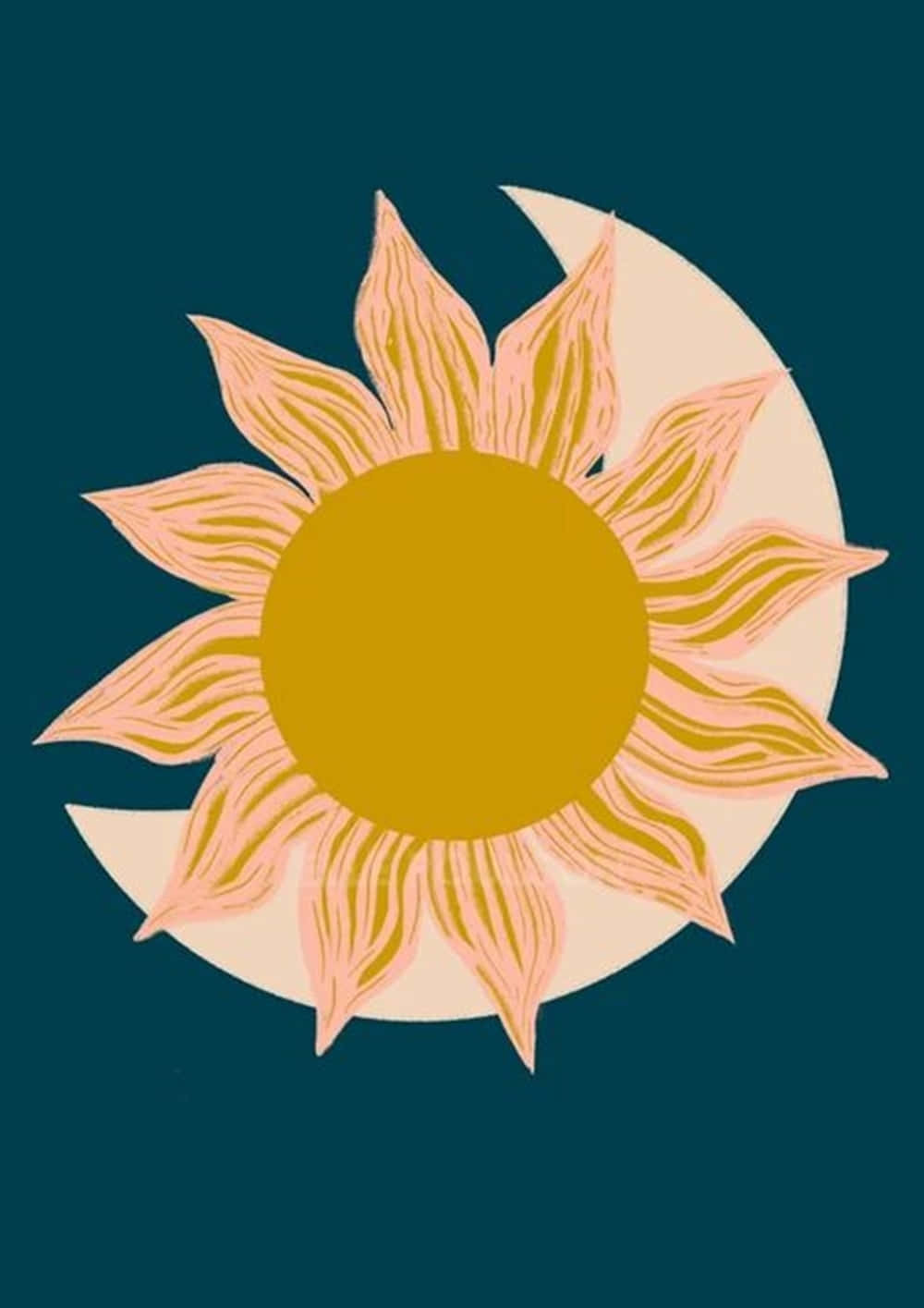 Mystical Sun And Moon Aesthetic Background