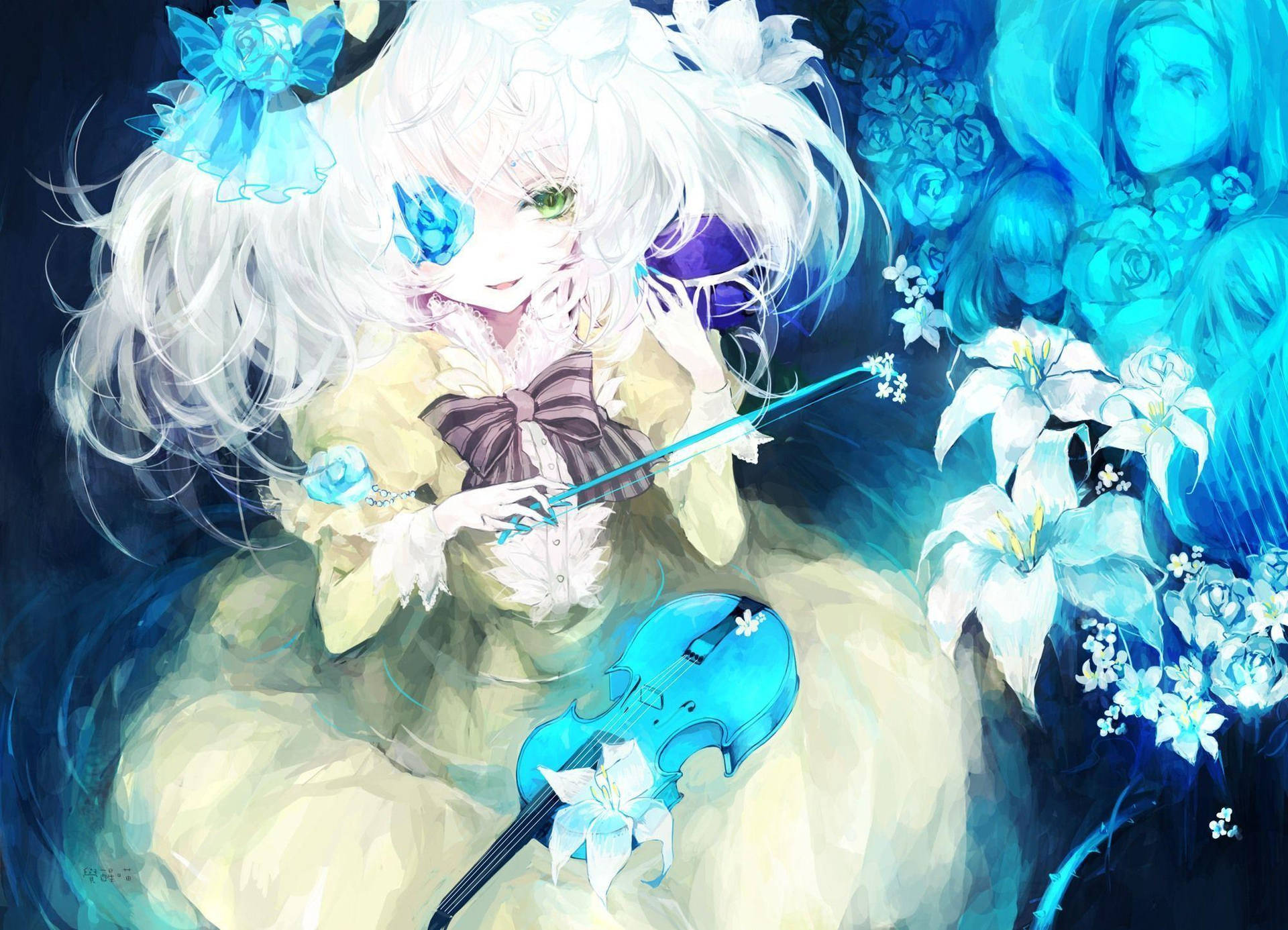 Mystical Touhou Characters In Fantastical Landscape Background
