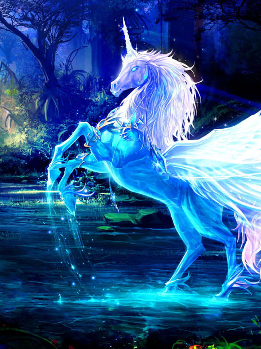 Mystical_ Unicorn_ Forest_ Stream Background