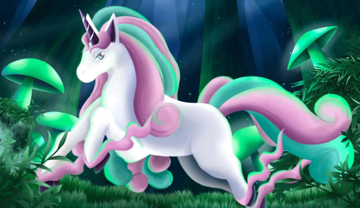 Mystical Unicorn Pokemon Forest Night