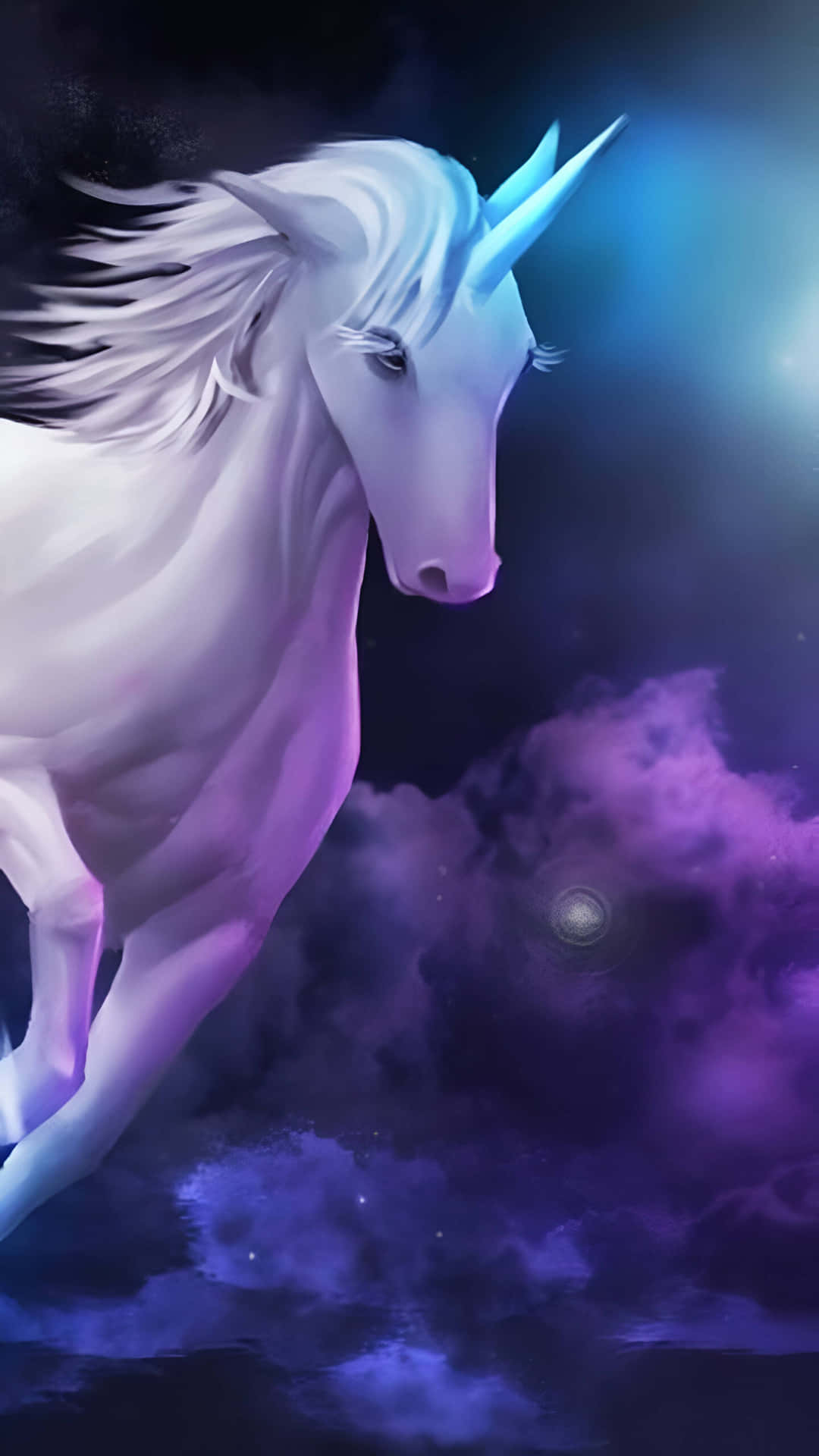 Mystical Unicornin Starry Night Sky Background