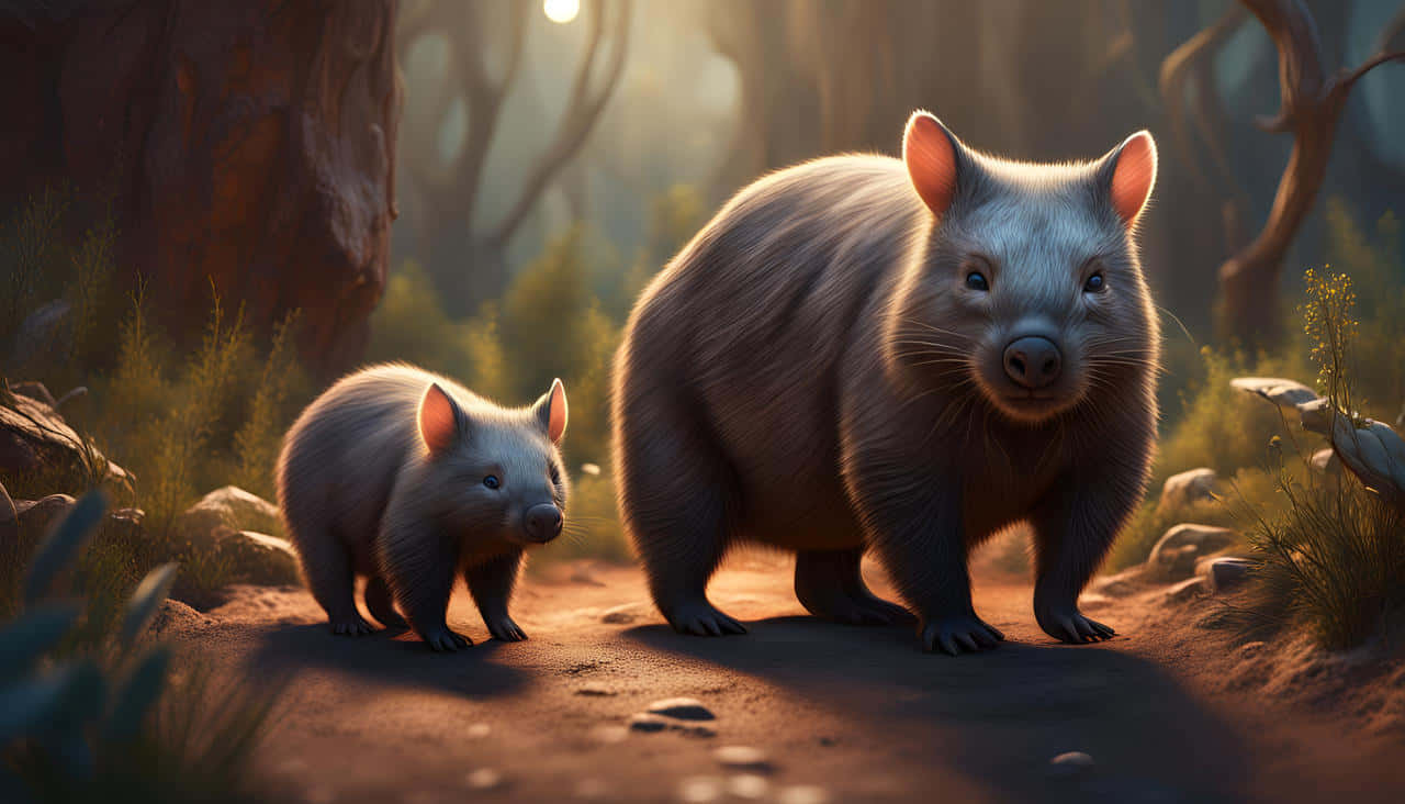 Mystical Wombat Forest Walk Background