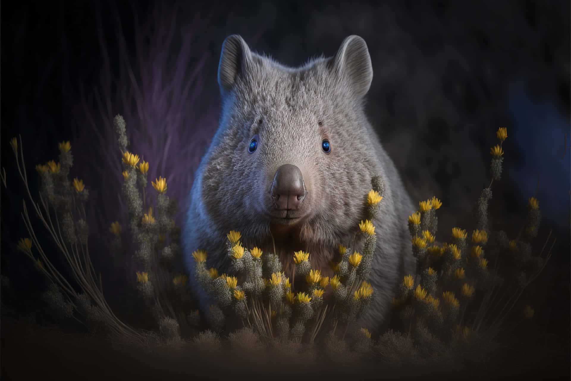 Mystical Wombatin Moonlight Background