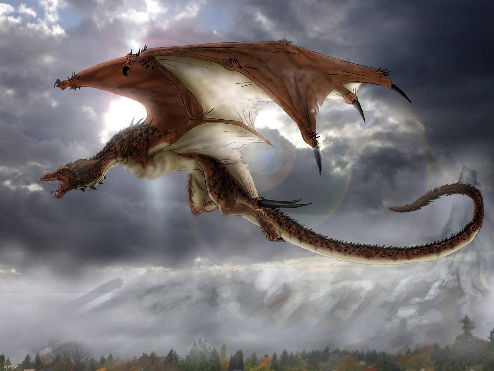 Mythical Creature Brown Dragon Background