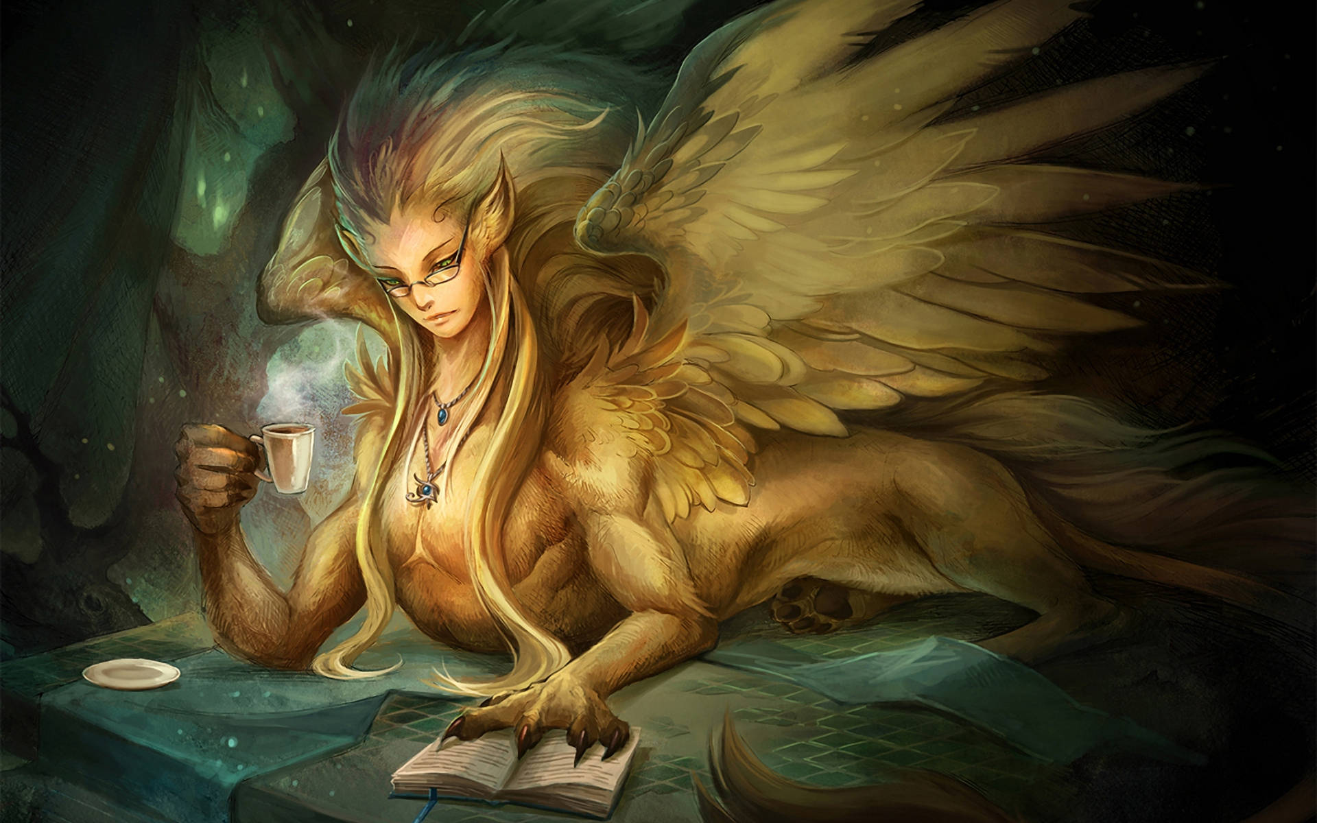 Mythical Creature Reading Book Background