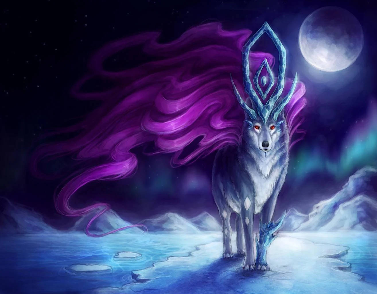 Mythical Creature Red-eyed Wolf