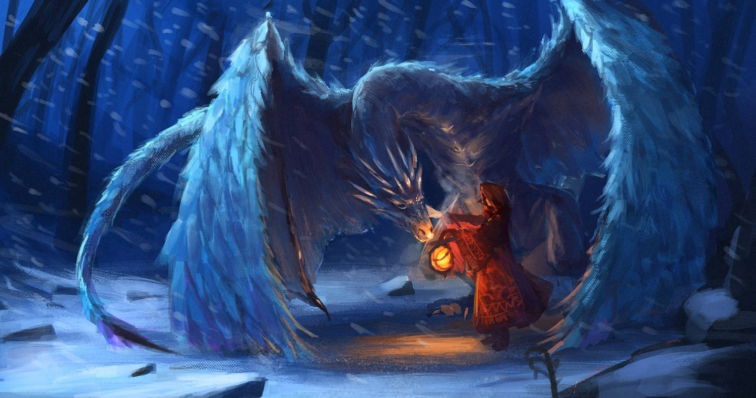 Mythical Creature Snow Dragon Background