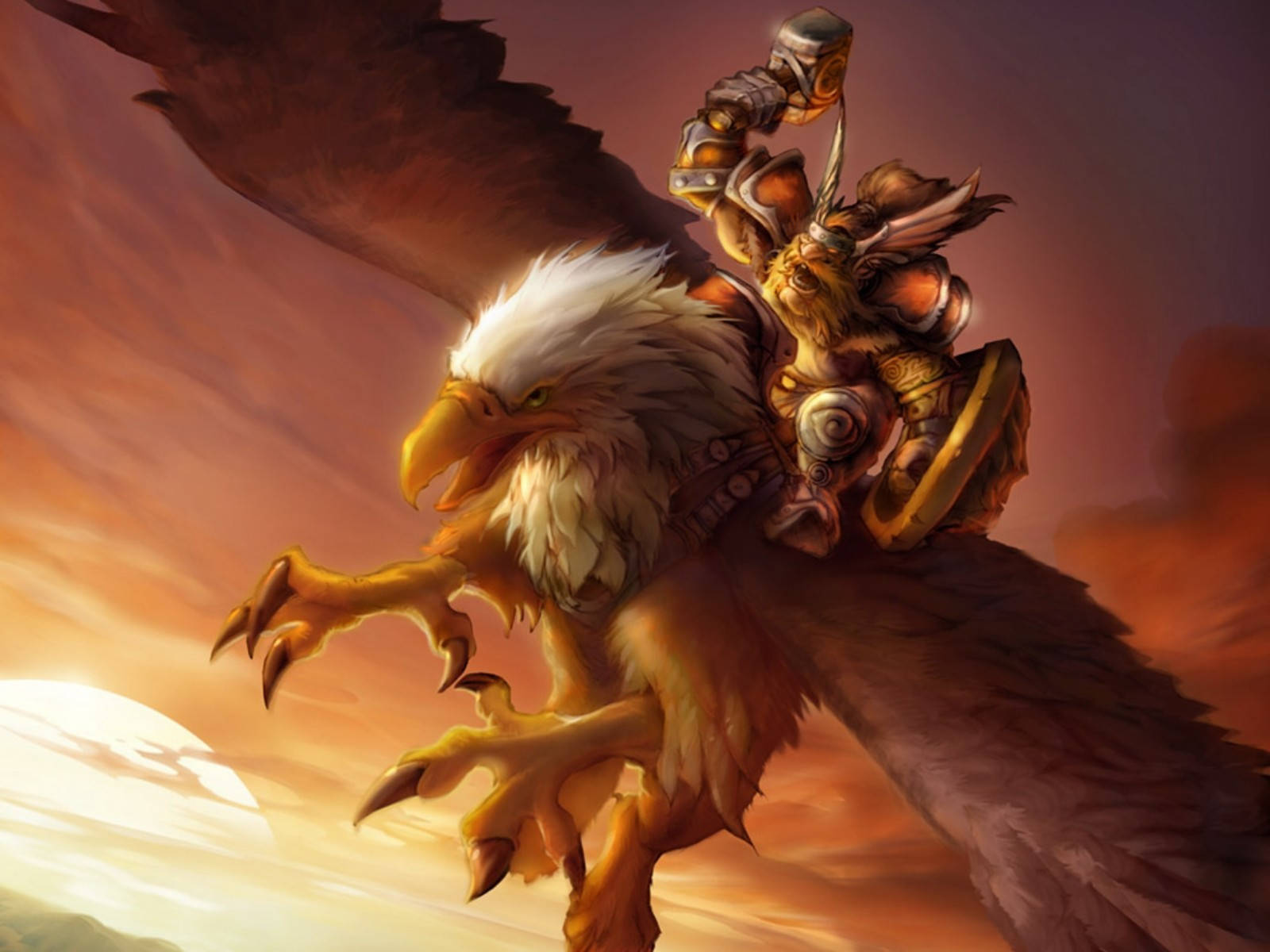 Mythical Creatures Monkey And Eagle Background