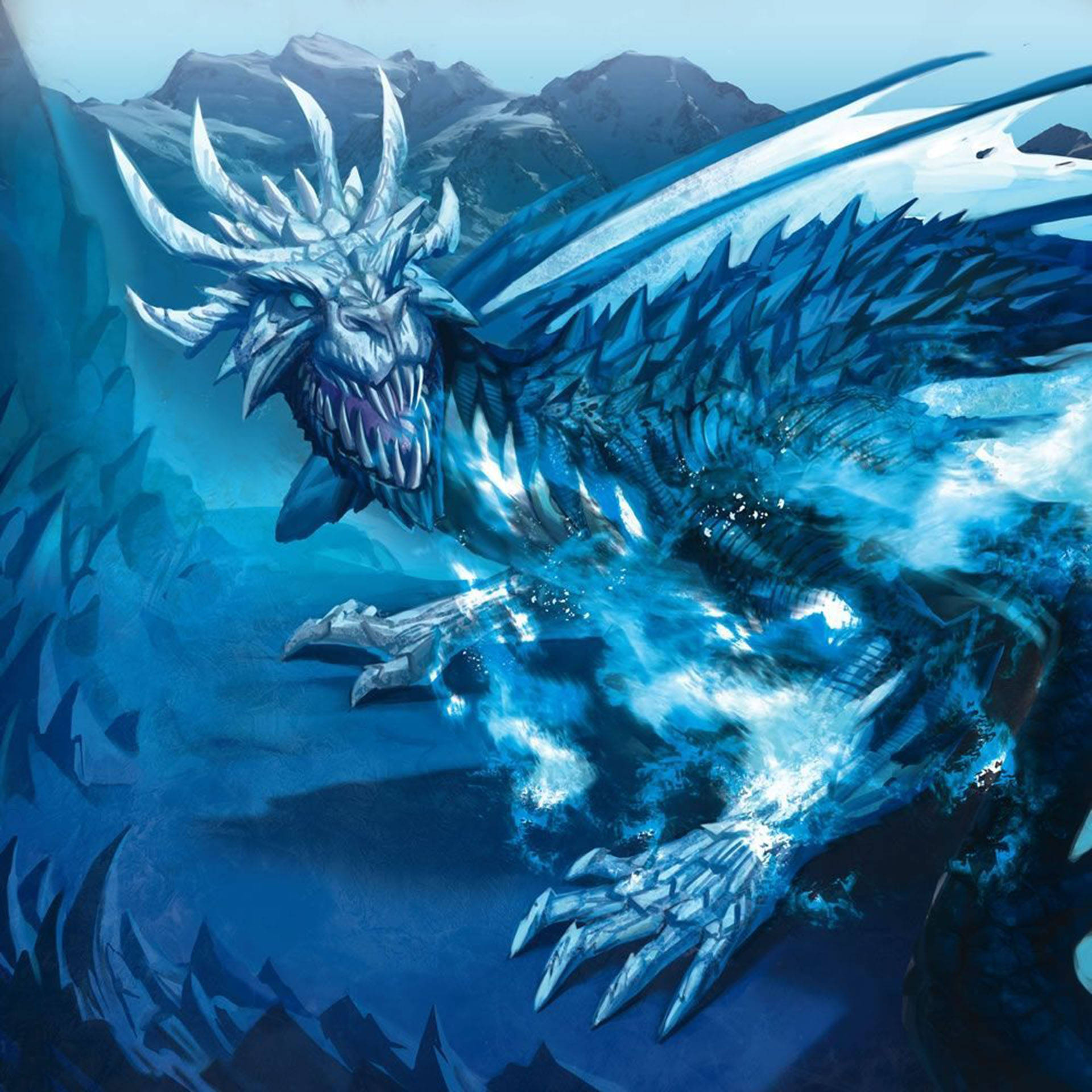 Mythical Ice Dragon Background